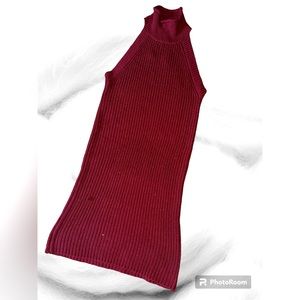 Sleeveless Turtleneck Sweater Dress